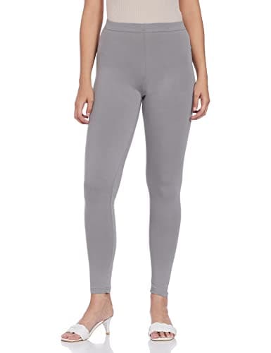 GO COLORS Soft Cotton Stretch Ankle Length Leggings for Women | Breathable, Mid Rise, Ebony Grey