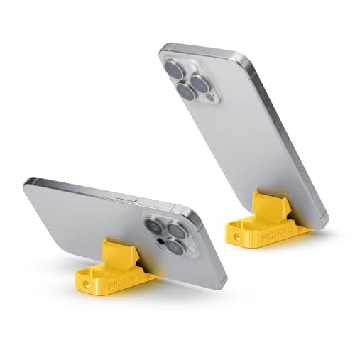 Morpiq Foldable Phone Stand – Pocket-Sized Portable Mobile Holder for Travel & Desk, Keychain Stand Compatible with iPhone, Samsung, OnePlus, Vivo, Oppo & All Smartphones | 3D Printed (Yellow) 3