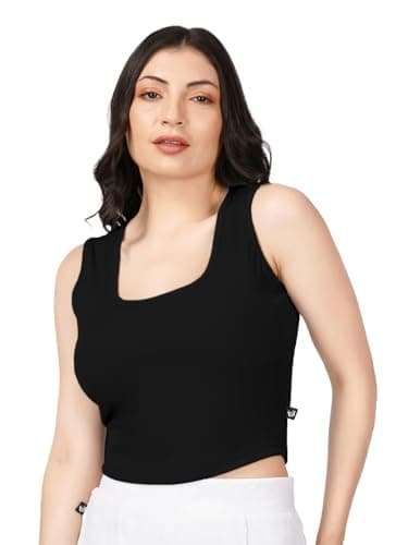 Plus Size Womens Tshirts Tops Sleeveless Crop Tops Slim Fit Gym Workout Top