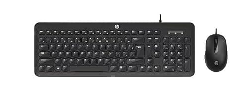 HP KM160 Wired Keyboard and Mouse Combo Full-Size Keyboard, 1600 DPI Ergonomic Optical Sensor Mouse, Instant USB Plug-and-Play, 12 Shortcut Keys, Adjustable Slope Keyboard (3-Years Warranty)