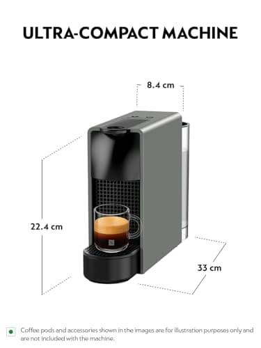 Nespresso Essenza Mini Coffee Machine (Grey) | One-Touch Brewing |40ml Espresso & 110ml Lungo |Compact Coffee Machine for Home | 2‑Year Warranty | Authorized Distributor 3