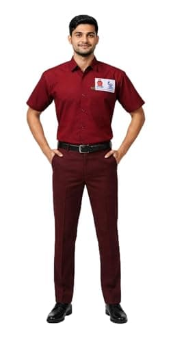 Men's Uniform of HP Gas for Delivery Man, Maroon, Regular Fit, Official Logo Design (Size-L)