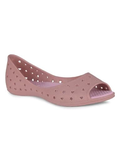 Bata Hearts Peeptoe Women's Peach Ballerina - 5 UK (5525515)