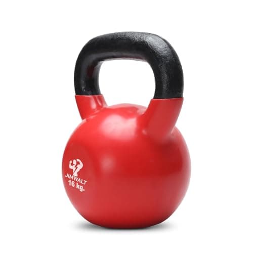 Jimwalt Jimwalt Premium Vinyl Coated Solid Kettlebell - Non Slip Grip| Reach Compliant| From the House of Healthycliq | Sedex Certified| Strength & Cross Training Weight for Home Gym (16KG) 2