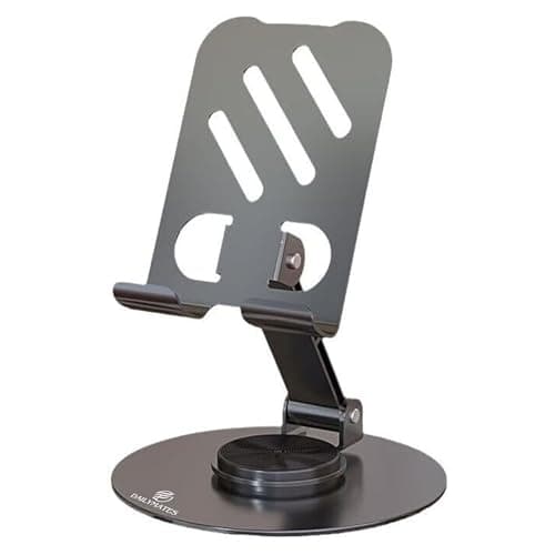 Dailymates TS01 Mobile Stand, 360° Rotatable Phone Stand for Table, Multiple Height & Angle Adjustments, Stable Metalic Round Base with Silicon Pad, Compatible with All Smartphones & Tablets