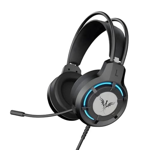 VERITY Sound Pro RGB Gaming Headset with Noise Cancelling Mic | USB Wired PC Headphones with Rainbow LED Lights, Large Drivers, Deep Bass Surround Sound & Volume Control for Laptop & Gaming