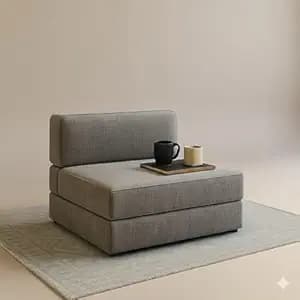 2-Seater Sofa Cum Bed | EPE Foam Foldable Couch with Velvet Fabric & Washable Cover | Convertible Sofa Bed for Home, Living Room & Office Guests | 3 x 6 Ft (Grey)