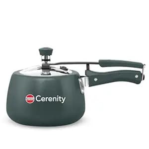Hawkins 3 Litre Cerenity Pressure Cooker, Ceramic Coated Body, Stainless Steel Lid, Gas & Induction Compatible, Olive Green (ICG30)