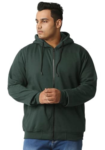 Wear Your Opinion Men's Fleece S to 5XL Plus Size Zipper Regular Fit Hoodies Jacket for Winter Wear (Design: Solid,Olive,Medium)