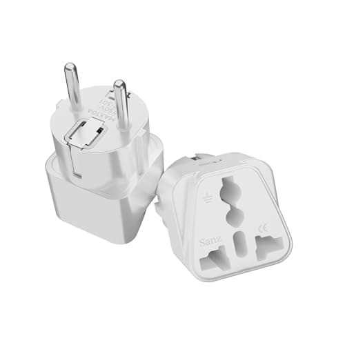 rts (2 Pack) Europe Travel Adapter, India to Europe Plug (Schuko) - Type E/F European Plug Adapter, Universal Adapter for Europe Adapter Germany, France laptops Smartphones Tablets Camera Chargers