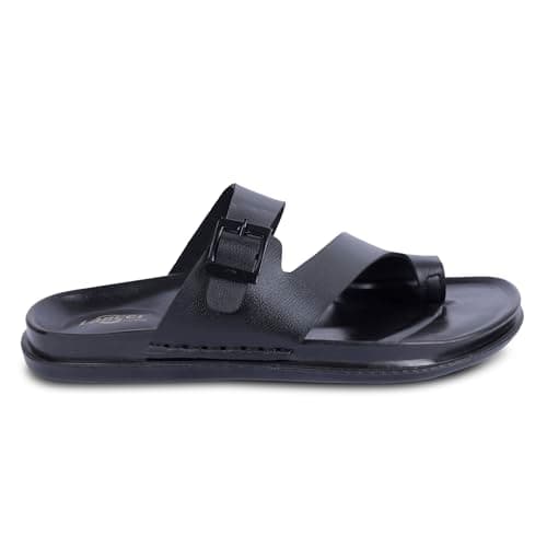 Lancer LUXE-1BLK Black Double Density Soft Cushion Slippers, 6 2