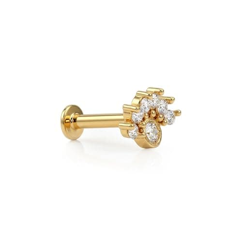 TOUCH925 Pure 925 Silver Mini Crown CZ Nose Pin for Women