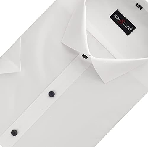MARK & ALBERT Men's Half Sleeves Cotton Formal Slim Fit Shirt White, 40 3