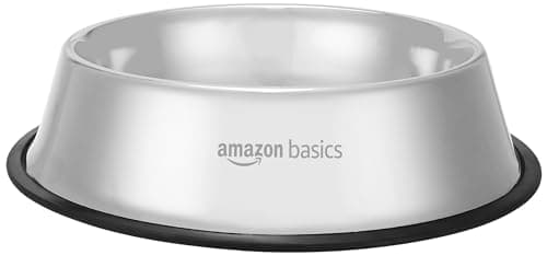 Amazon Basics Dogs Stainless Steel Pet Feeding Bowl, 1800Ml, (Set of 2), 22.5 Cm, 28.5 Cm, 6.5 Cm, Medium 3