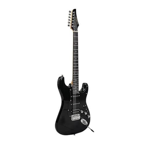 Kadence EGBLK Astroman 39” Electric Guitar | SG Style | Solid Paulownia Wood | S S H Pickup Setup | Gig Bag + Cable | Black 3