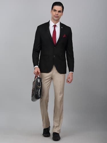 Cantabil Men's Single Breasted Regular Blazer (MBZF00162_Black 5
