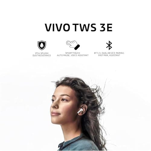Vivo TWS 3e Wireless Earbuds, Up to 42H Playtime, IP54 Water Resistant, Dual Device Connection, 3 Hours Playback in 10 Minutes, Touch Controls, 5.3 BT, 88ms Low Latency for Gaming (Bright White) 4
