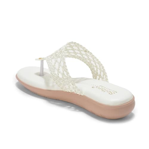 SELBRO Women’s Flat Heel T-Strap Fashion Sandals | Stylish Woven Design Thong Slippers for Weddings, Parties & Festive Occasions | Cushioned Comfort Footwear SLB-SLP135 5