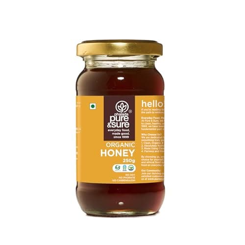 Pure & Sure Organic Honey 250G | 100% Raw & Natural | Organic Certified | Unprocessed & Non-Pasteurized | Rich in Anti-Oxidents & Amino Acids | No Sugar, No Adulterated