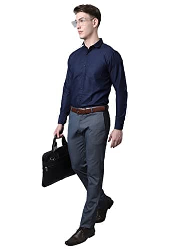 Majestic Man Slim Fit Cotton Blend Formal Shirts for Men (Large, Navy Blue) 4