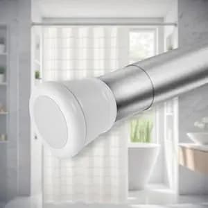 SITTELLA® (85Cm To 140Cm) Extendable Shower Curtain Tension Rod Non-Drilling Anti-Skid Spring Pull Rod -Stainless Steel, White-Silver