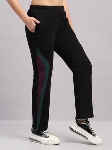 Monte Carlo Womens Regular Fit Solid Elastic Mid Rised Lower |Stretchable Track Pant for Ladies | Comfortable Casual Wear Jogger | Stylish Activewear Bottom for Women Black L (Pack of 1) 3