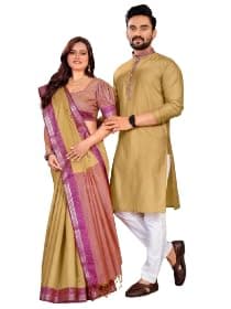 Couple Combo Set Saree and Kurta | Matching Combo for Couples | (Sree in free size)