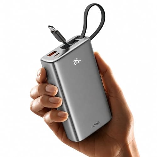 Noise Newly Launched India's 1st Power Bank 20000mAh 45W Ultra Fast Charging: Built-in Type-C Cable, Digital Battery%, Advanced Safety, Metallic Finish, Triple Output, BIS Certified (Silver)