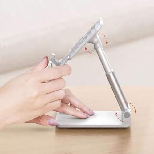 TECHZOR Mobile Phone Stand, Adjustable Height Desktop Holder, Multi-Angle Support for Smartphones and Tablets, White 2