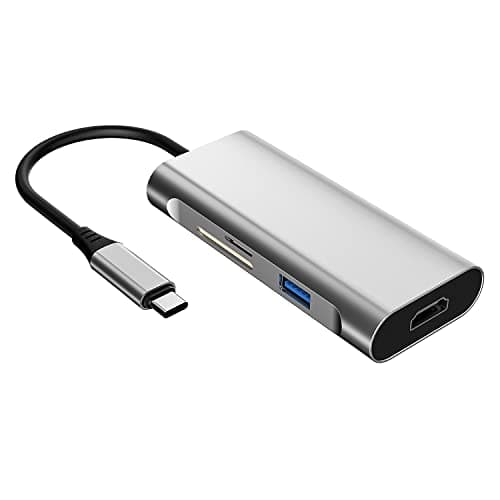 Amazon Basics USB-C Hub Dock 7-in-1 with 4K 30HZ HDCP Compliant, Aluminium Type C Adapter with 4K HDMI Port, USB 3.0 Port, USB-C Power Delivery, TF/SD Card Reader, Mac and Windows USB-C Devices 3