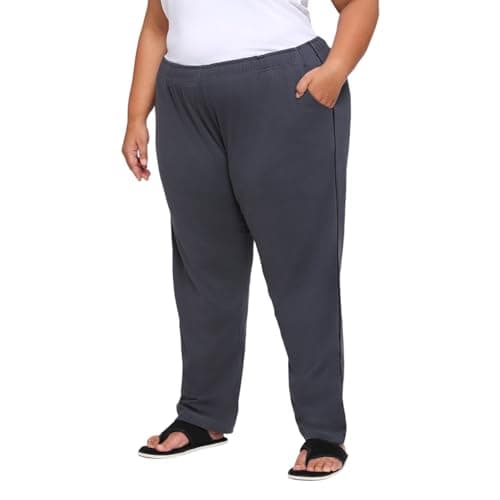VAISHVIK Women Plus Size Jogger 4XL 44 Side Knits Hosiery Plain India Dark Grey