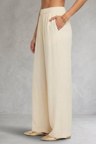 ZARIVAA Cotton Rayon Palazzo Pants for Woman ।Adjustable Drawstring Waist । Double Pocket । Plus Size Avaliable (in, Alpha, XL, Plus, Cream) 3