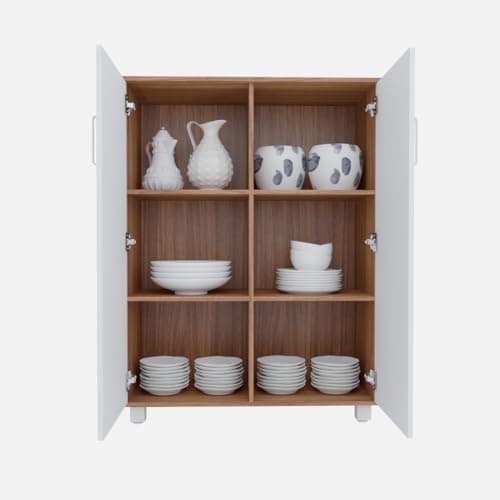 NEUDOT Ronald Alto 2 Door Multipurpose Cabinet | Engineered Wood | Bookshelf | Organiser | Cupboard | Almari |Wardrobe for Home | Kitchen | Office | Living Room | 12 Month Warranty | Leon Teak Finish 4