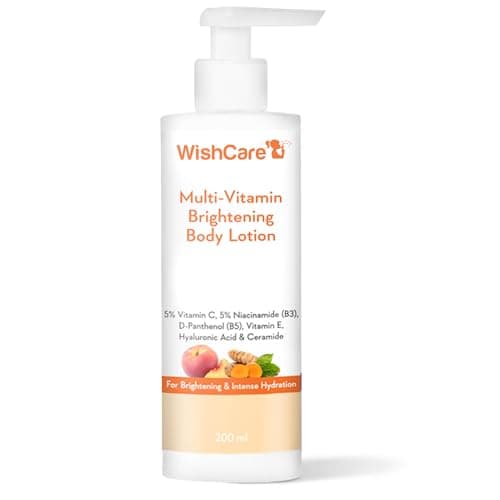 WishCare Multi-Vitamin Brightening Body Lotion - 5% Vitamin C, 5% Niacinamide(B3), Panthenol(B5), Vitamin E, Turmeric & Kakadu Plum - For Men & Women - 200 Ml