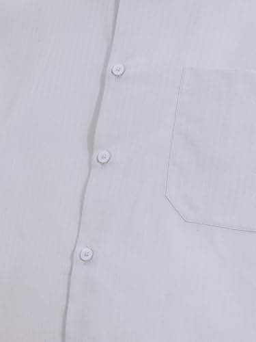 Thomas Scott Men's Premium Plus Size Regular Fit Textured Formal Shirt | 100% Cotton | Long Sleeves | Spread Collar (TS1925PS_Grey_4XL) 5