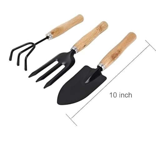 Oblivion Gardening Tools Set of 5 Pcs - Flower Cutter, Garden Shear, Pruner, Gardening Gloves & Big Garden Tool Set Wooden Handle Hand Cultivator, Trowel, Garden Fork 2