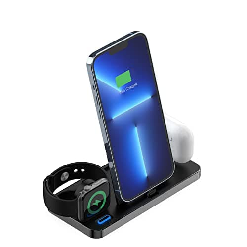 UNIGEN® UNIDOCK 100 3in1 Foldable Charging Station Compatible with 14/13/12/11/11 Pro/11 Pro Max/X/Xr/Xs/8 Plus Other Qi Devices