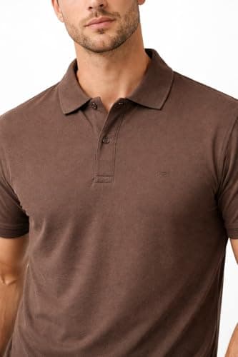SPORTKING Mentor Men’s Solid Polo T-Shirt | Half Sleeve Regular Fit Cotton Blend Polo with Classic Collar & Button Placket | Casual Wear | Coffee | L 4