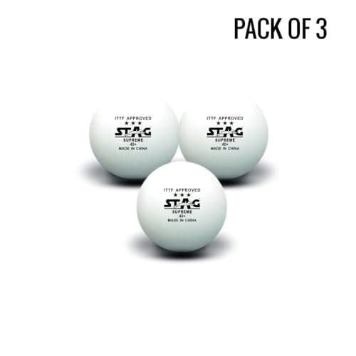 STAG ICONIC Stag 3 Star Supreme Table Tennis Plastic Ball Pack Of 3 (White) 2