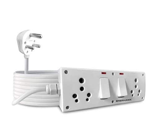 ENERHAWK Heavy Duty Extension Board 16 amp 3000 watt | high Load Capacity Electric Extension Cord Power Strip 1 Meter Copper Cable | 16 amp Socket for AC Refrigerator, Geyser, ev Charger Charging