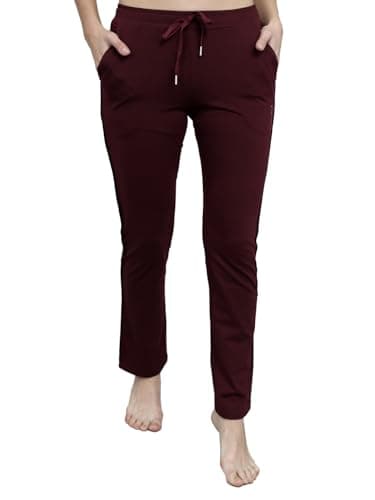Monte Carlo Women's Regular Fit Solid Lower | Soft Stretchable Track Pant for Ladies | Comfortable Casual Wear Jogger | Stylish Activewear Bottom for Women Burgundy XL