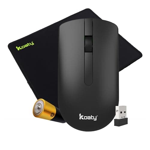 Koaty Combo of Mousepad & 2.4GHz Wireless Mouse WM115 with 10m Range, Optical Tracking, Ergonomic Design, Anti-Skid and Ultra-Smooth Mousepad