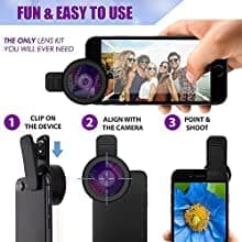 MAXXOX Mobile Camera Lens, 0.45X Super Wide Angle Lens, 15X Macro Lens, Clip-On 2 in 1 Professional Kit for TIK Tok, Vlog, YouTube, Reels Compatible with All Smartphones-(Black) 3