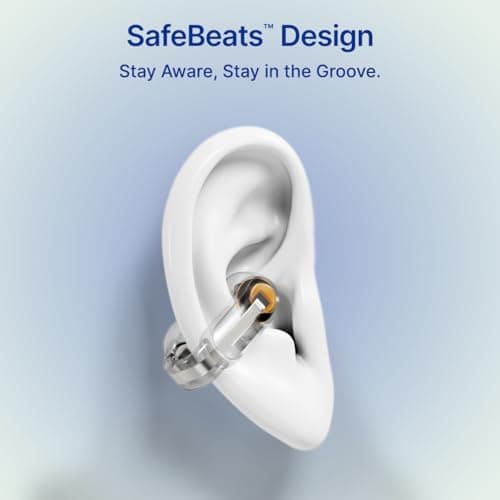 pTron Bassbuds Vortex Clips Wireless Open Ear Earbuds w/Chrome Finish, SafeBeats Tech, 50Hrs Playtime, Dual HD Mic w/AI-ENC, 10mm Driver, Pristine Sound, BTv5.4 Earclips, IPX5,Type C Charging(Black) 4