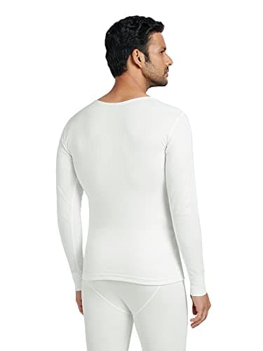 XYXX Men's Thermal Vest | Antibacterial, Skin Friendly with Superior Heat Retention | Slim Fit Full Sleeve Solid Alpine IntelliHeat Thermal Vest | Pack of 1 (Off White, Large) 2
