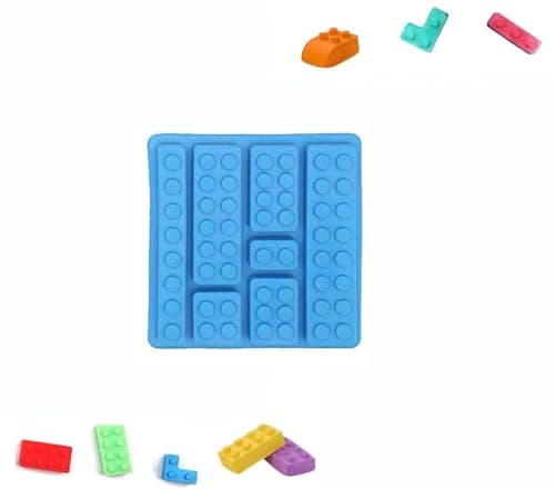 KARP Block Silicone Moulds, 7-Cavity Non-Stick Candy Moulds, Chocolate Moulds, for Kids Party's & Baking Building Block Themes & Cake Muffin Cupcake Gumdrop Jelly