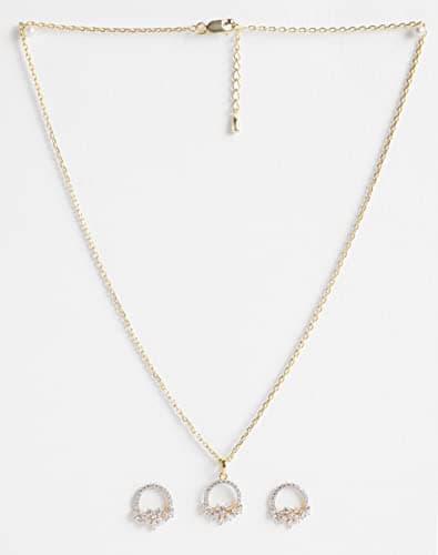 Clara 925 Sterling Silver Tica Pendant Earring Chain Jewellery Set | Gold Rhodium Plated, Swiss Zirconia | Gift for Women & Girls 3