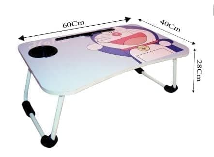 RIVATR Foldable Wooden Mini Laptop Table for Bed, Study Table with Drawer, Tablet/Mobile Holder for Kids & Adults (DORAMON 1) 2