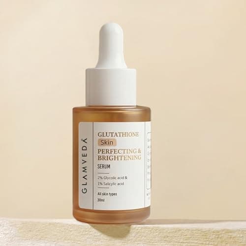 Glamveda Glutathione Skin Perfecting Face Serum with 2% ww Glycolic acid, 1% ww Salicylic acid for Glowing Skin | Brightening and Lightening Serum | 30ml
