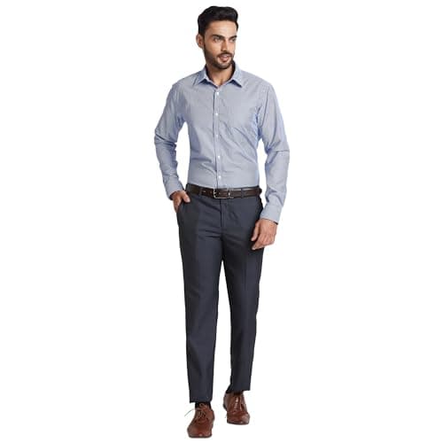 Park Avenue Men's Checkered Slim Fit Formal Shirt (PMSX11328-B3_39_Medium Blue) 4